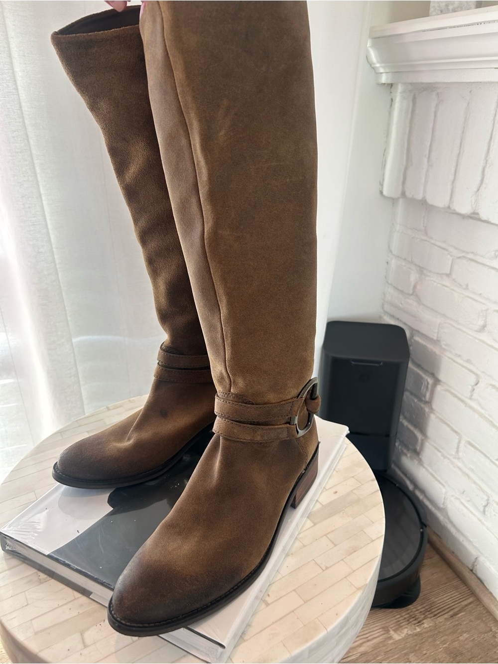Jessica Simpson rider Suede Knee-High Boots with Buckle Detail